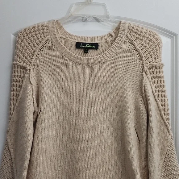 Sam Edelman Womens Sweater Long Sleeve Cream Wool Blend Side Slits. SZ Medium - Picture 3 of 13